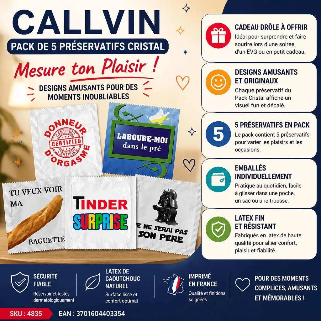 Callvin Cristal préservatifs drôles lot de 5 Cristal