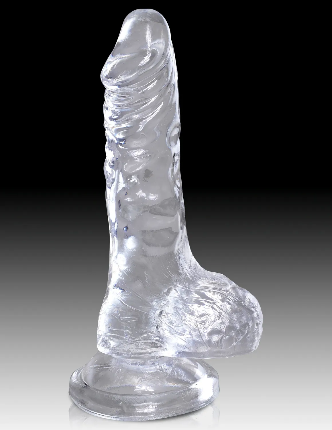 King Cock Clear 4" Cock with Balls gode transparent souple