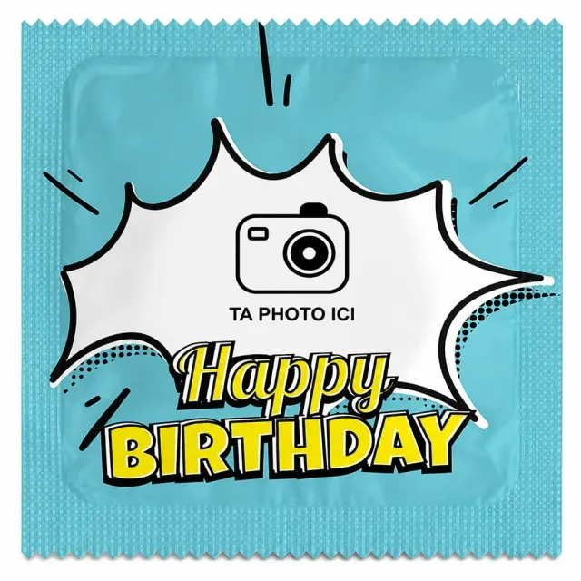 Callvin Happy Birthday préservatifs personnalisables lot de 5 latex fin