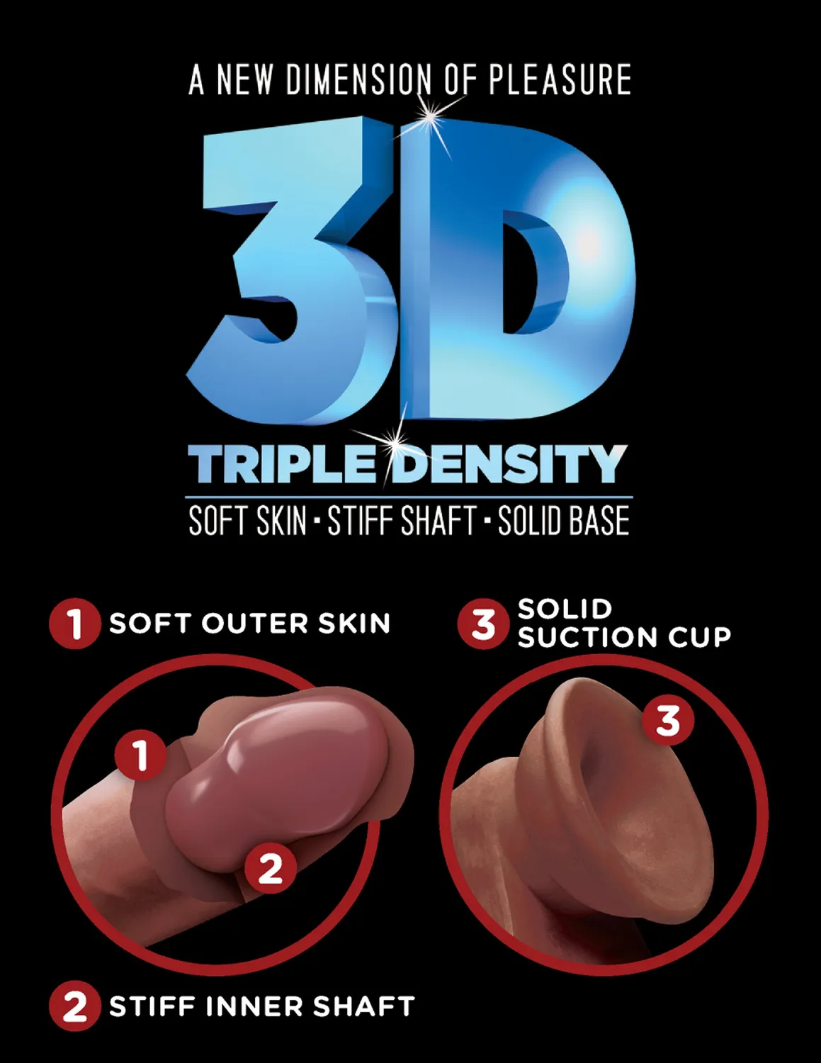 King Cock Plus 8 Triple Density gode réaliste marron ventouse