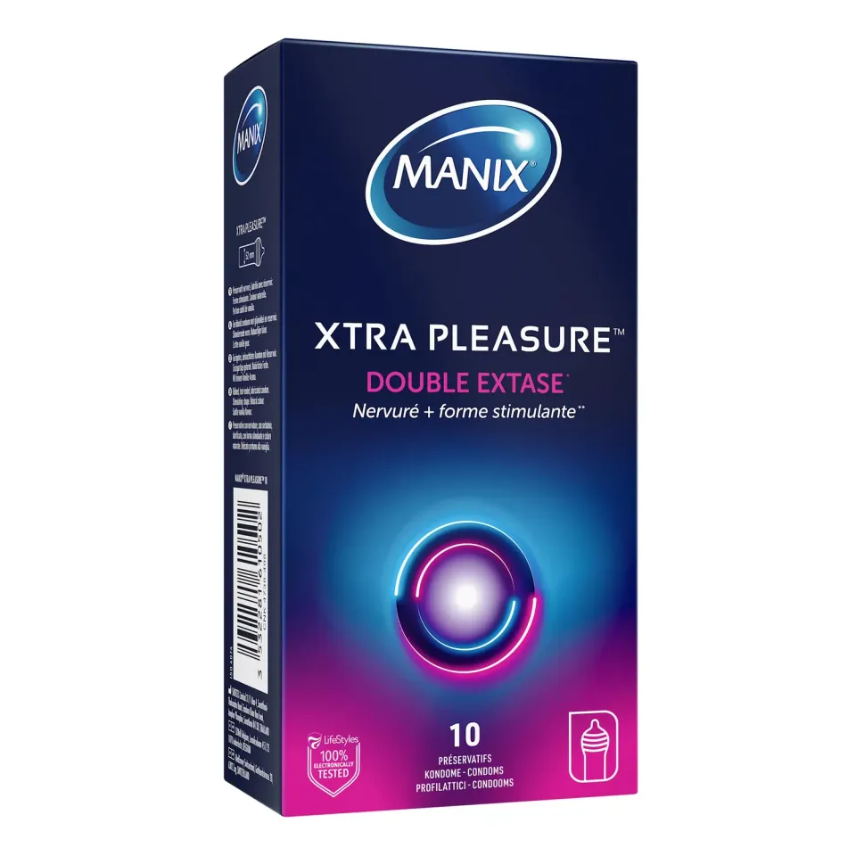 Manix Xtra Pleasure préservatifs x10 nervuré baggy