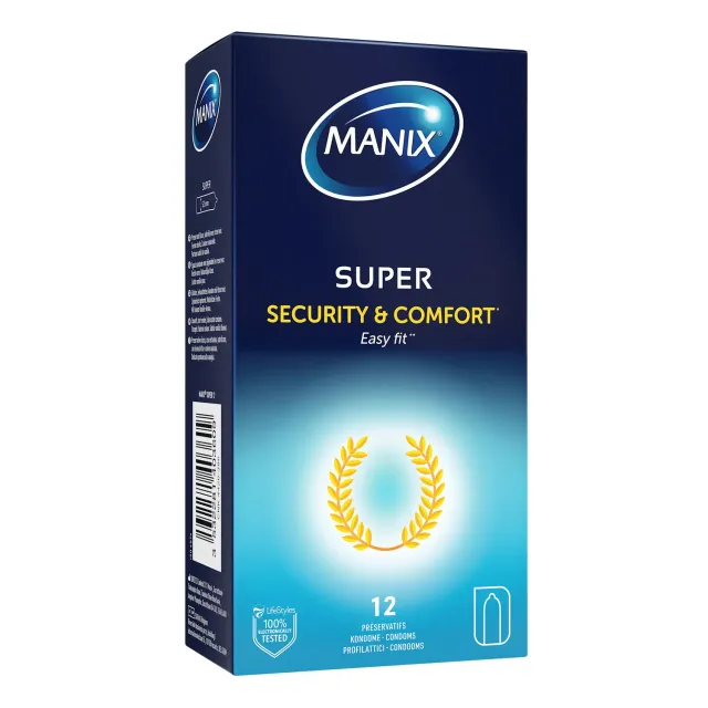 Manix Super préservatifs latex fins boîte de 12 taille 52mm