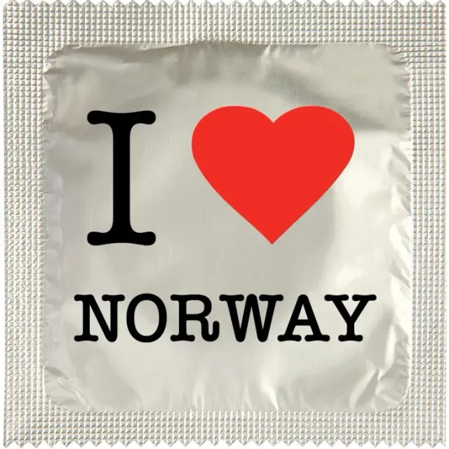 Callvin préservatif humoristique I Love Norway Chrome latex fin