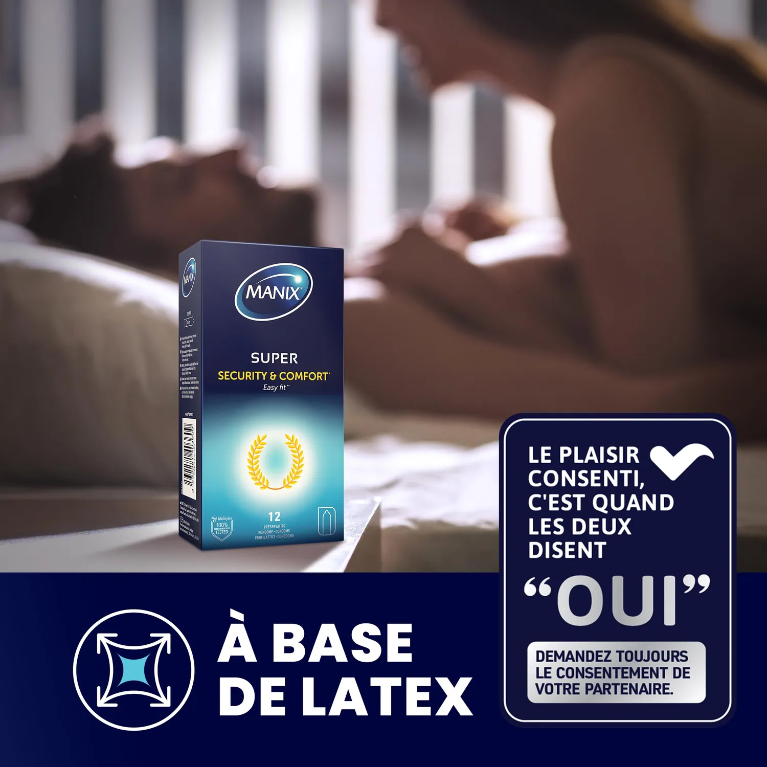Manix Super préservatifs latex fins boîte de 12 taille 52mm