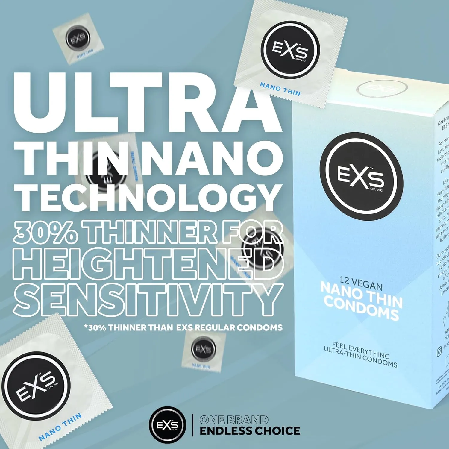 EXS Nano Thin préservatifs fins 53mm latex x12