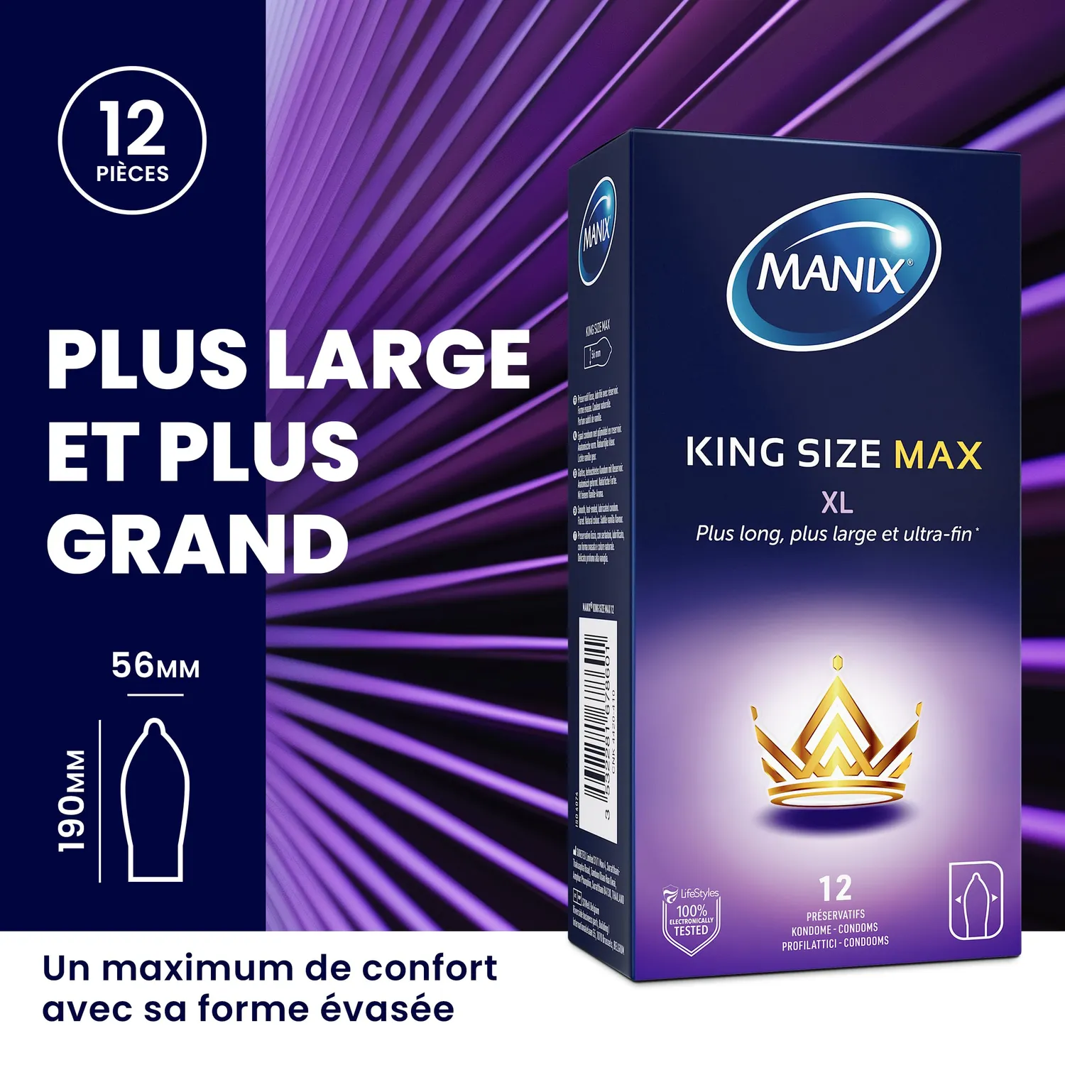 Manix King Size Max préservatifs x12 XL extra-fin