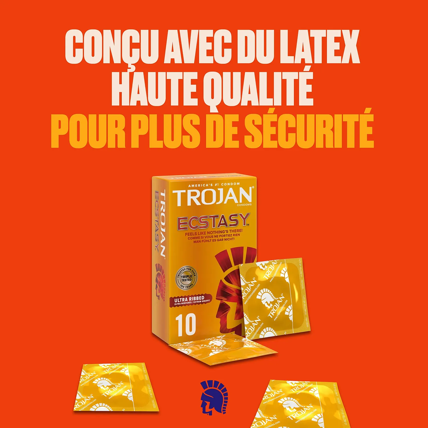 Trojan Ecstasy Ultra Ribbed préservatifs x10 nervurés