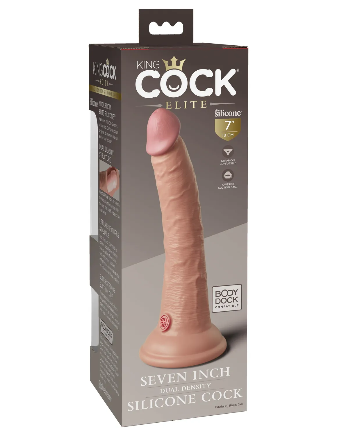 King Cock Elite 7 Dual Density gode silicone clair