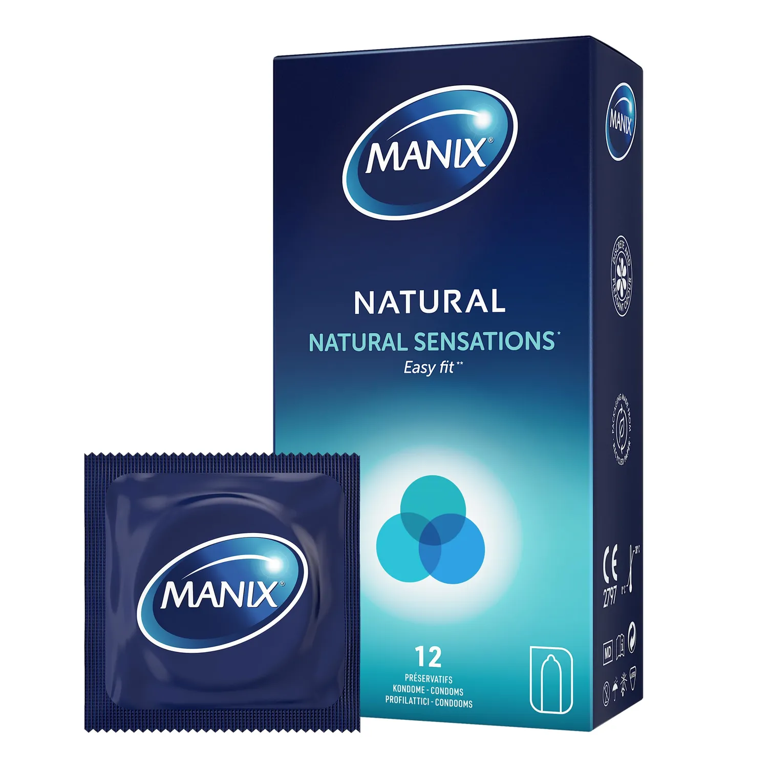 Manix Natural Easy Fit préservatifs x12 latex 52 mm