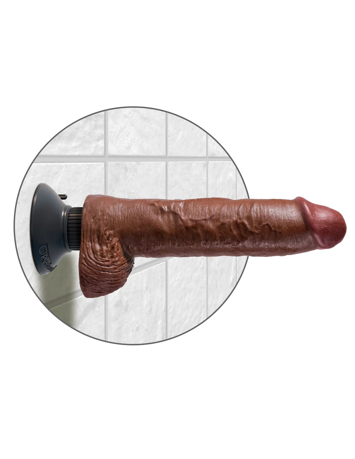 King Cock 10" Vibrating Cock with Balls gode vibrant marron