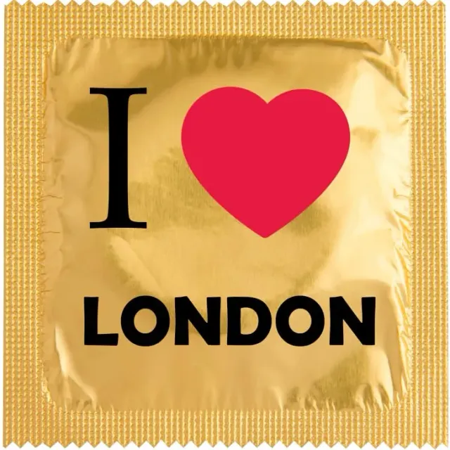 Callvin Royaume-Uni I Love London préservatif Or latex fin