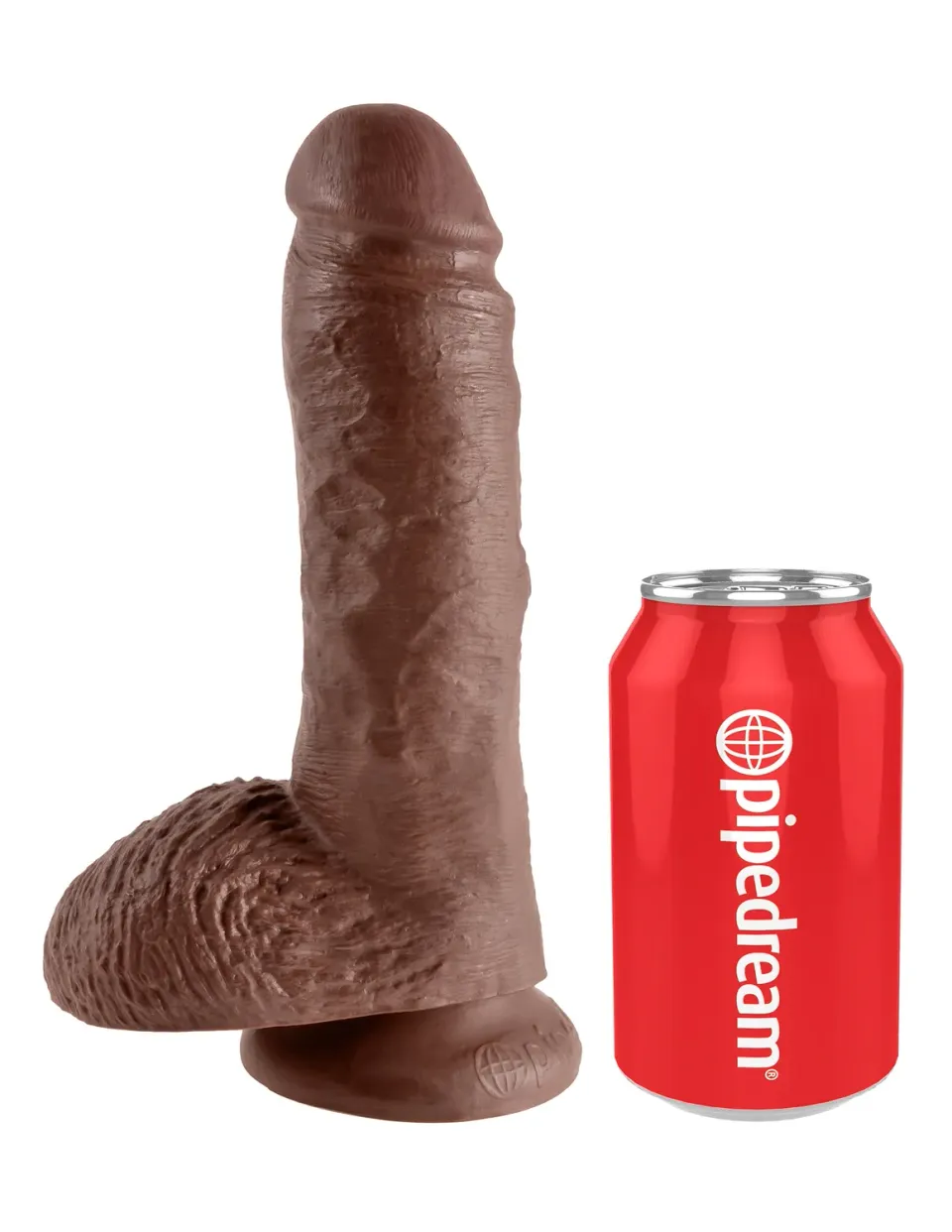 King Cock 8" Cock with Balls gode marron réaliste