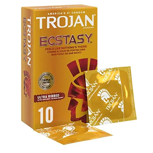 Trojan Ecstasy Ultra Ribbed préservatifs x10 nervurés