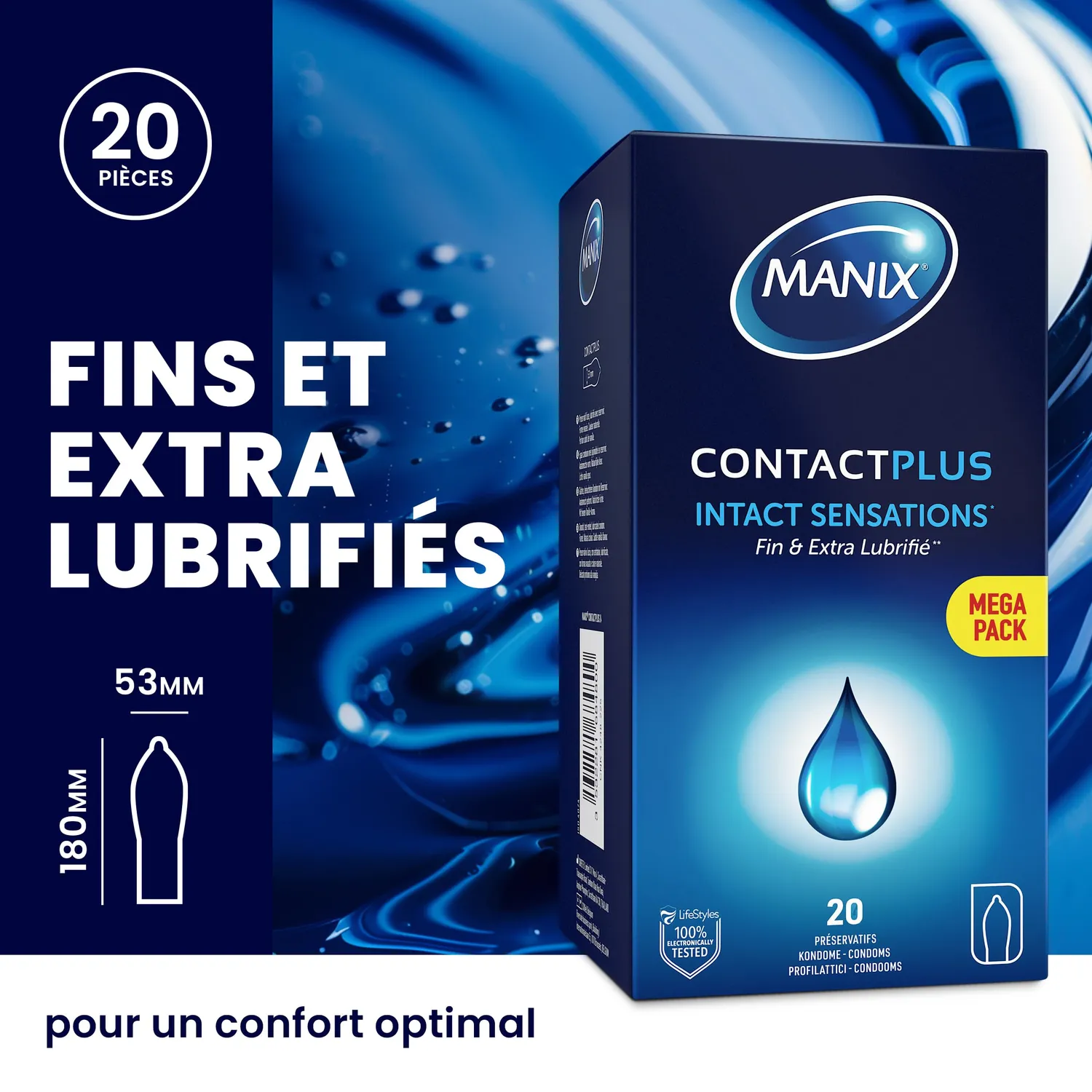 Manix Contact Plus préservatifs ultra-fins x20 53mm