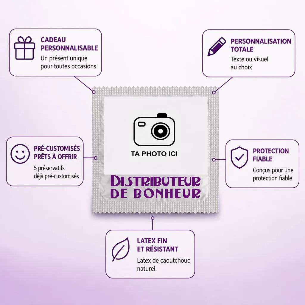 Callvin Distributeur de bonheur préservatif lot 5 à personnaliser