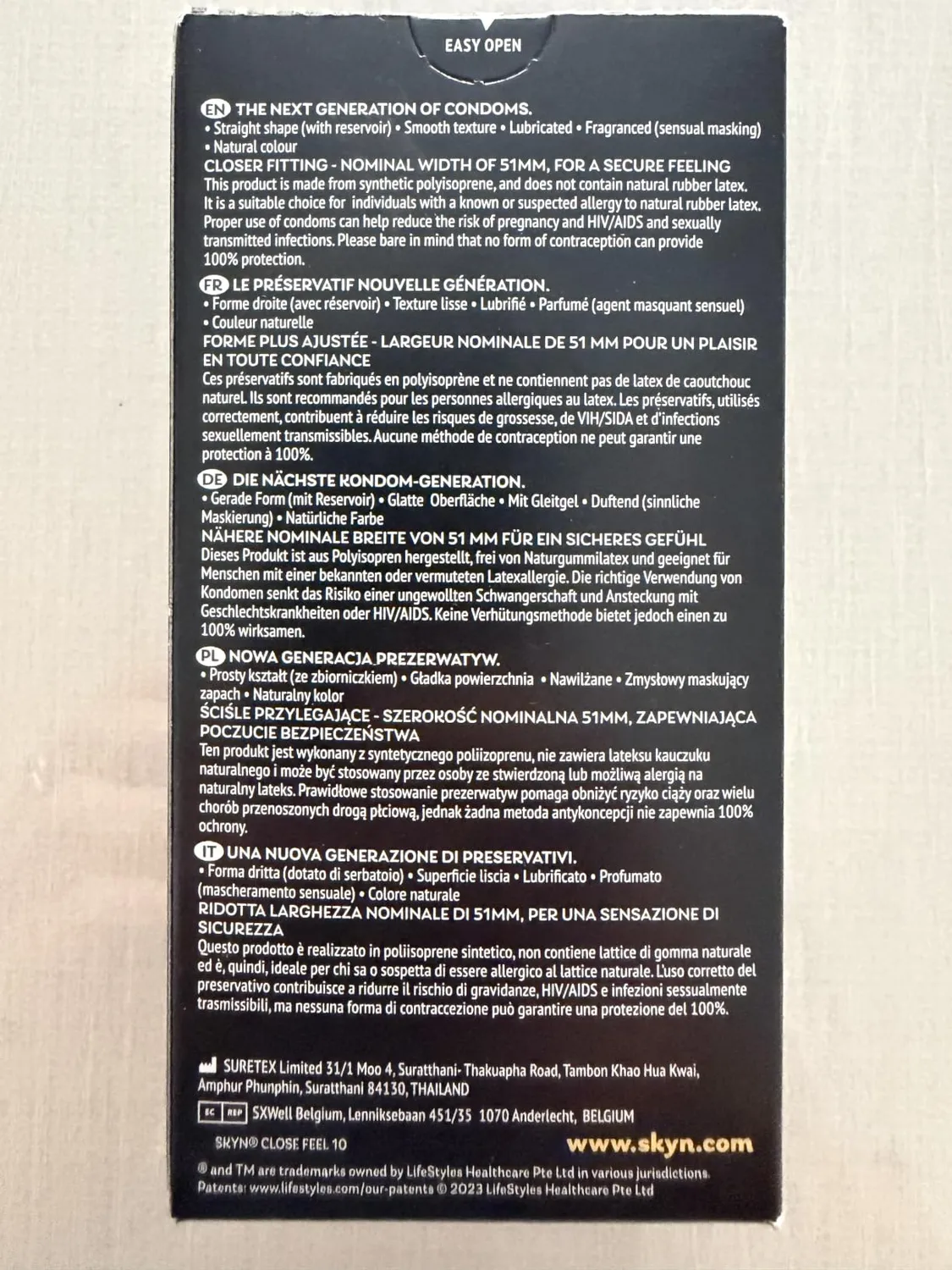 SKYN Close Feel préservatifs sans latex 10 51 mm