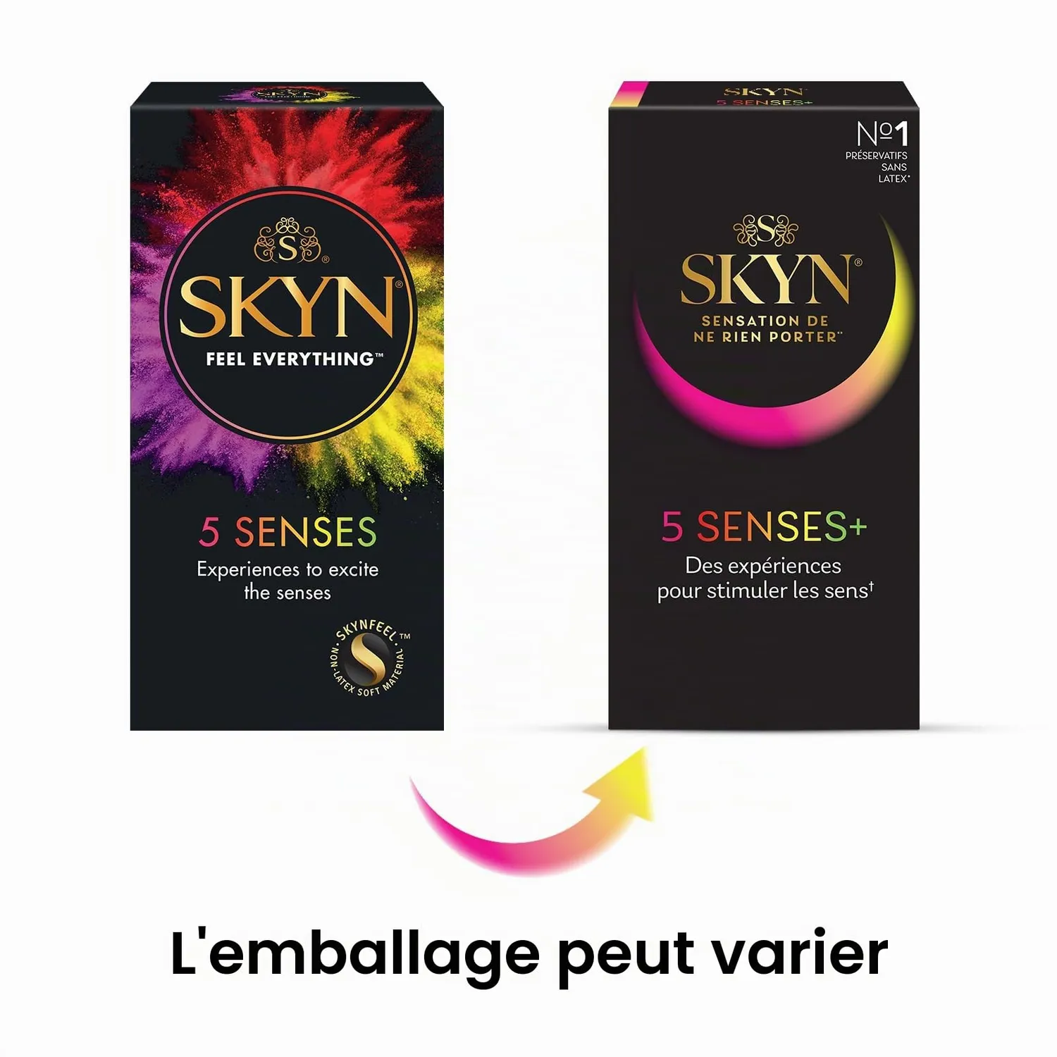 SKYN 5 Senses préservatifs x50 multi-sensations sans latex