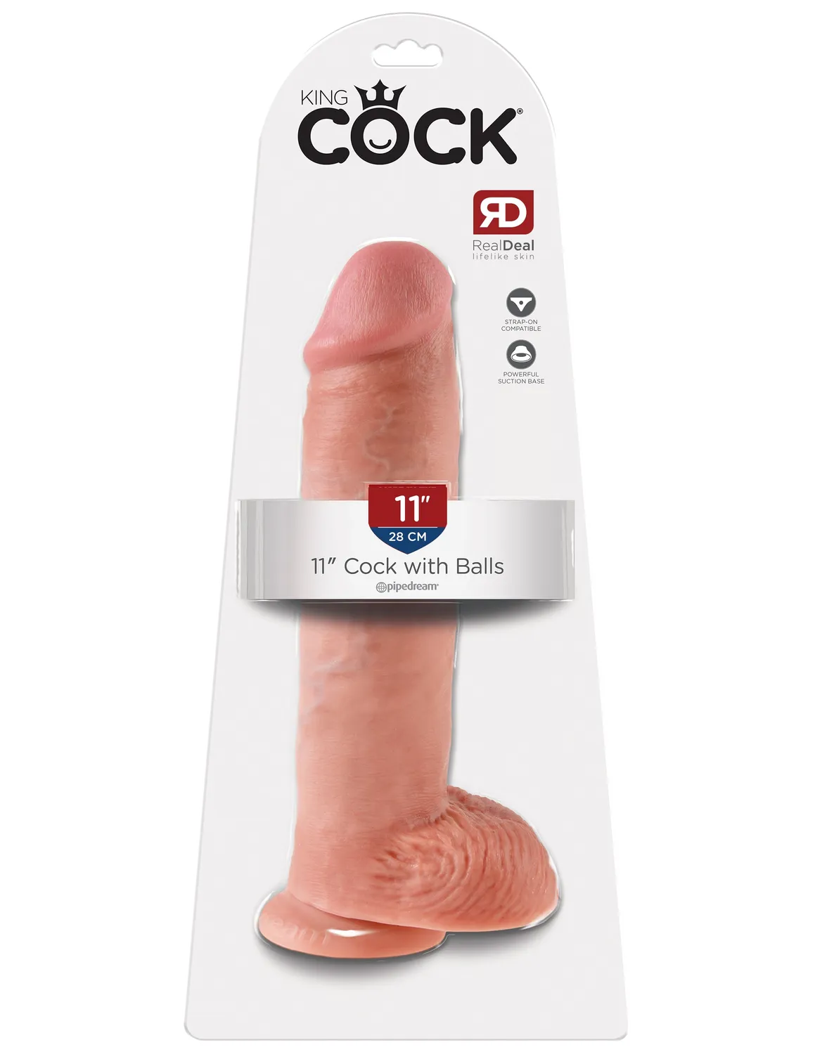 King Cock 11" gode réaliste avec testicules clair