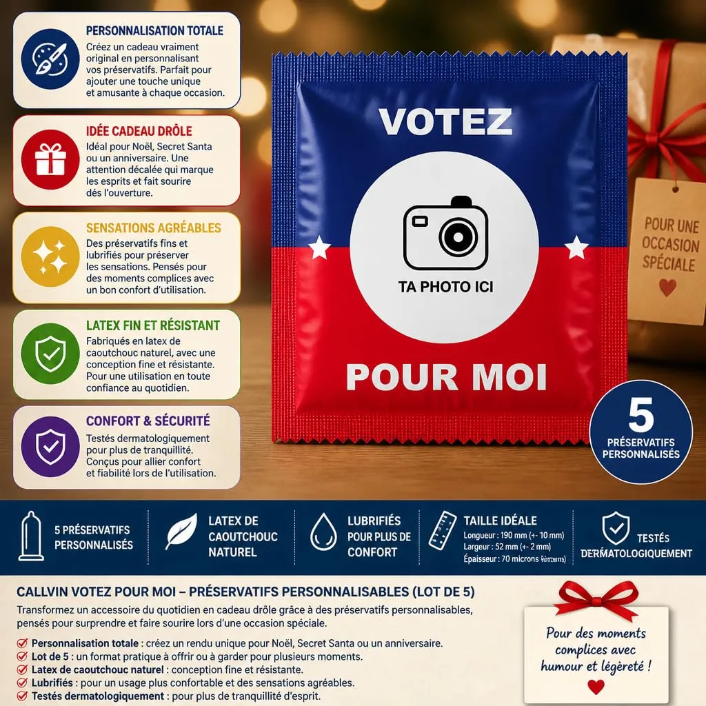 Callvin Votez pour moi préservatifs lot de 5 lubrifié