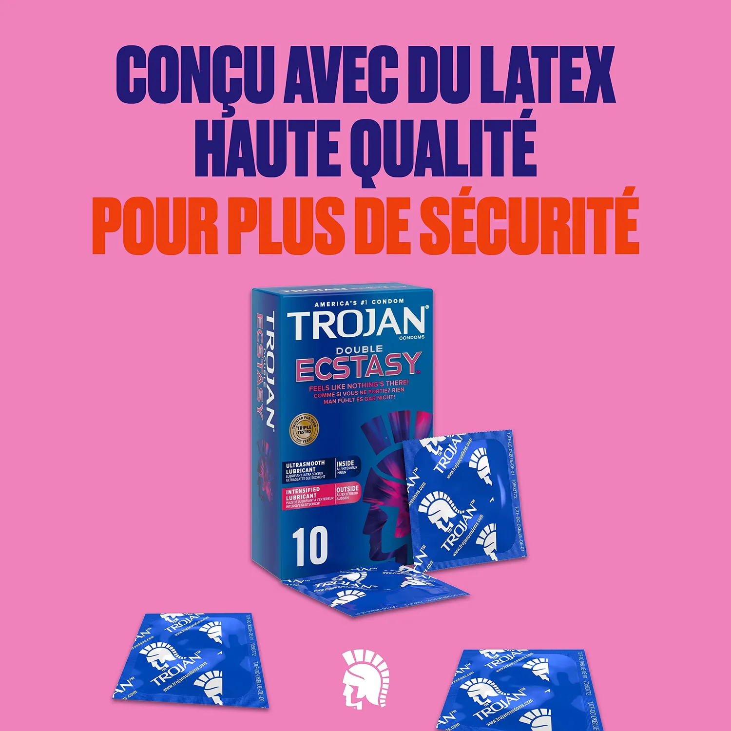 Trojan Double Ecstasy préservatifs x10 ultra nervurés lubrifiés