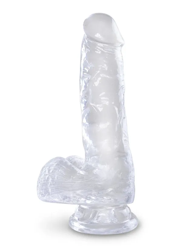 King Cock Clear 6" gode transparent avec bourse