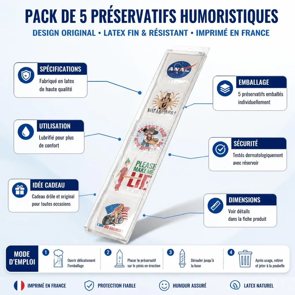 Callvin Mesure ton Plaisir préservatifs humoristiques lot de 5 latex