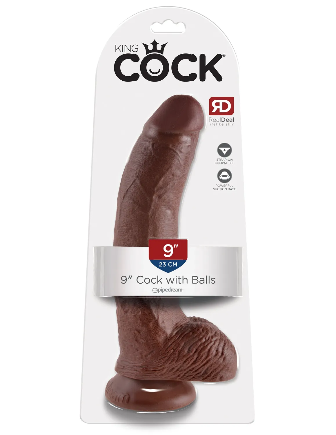 King Cock 9" Cock with Balls gode marron réaliste