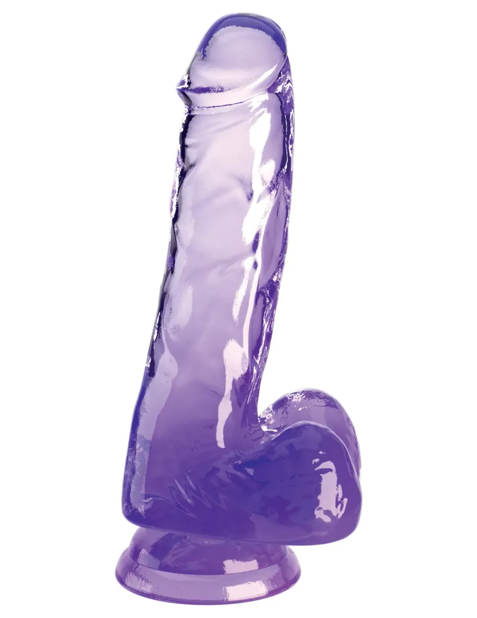 King Cock Clear 6" with Balls gode violet translucide 15cm