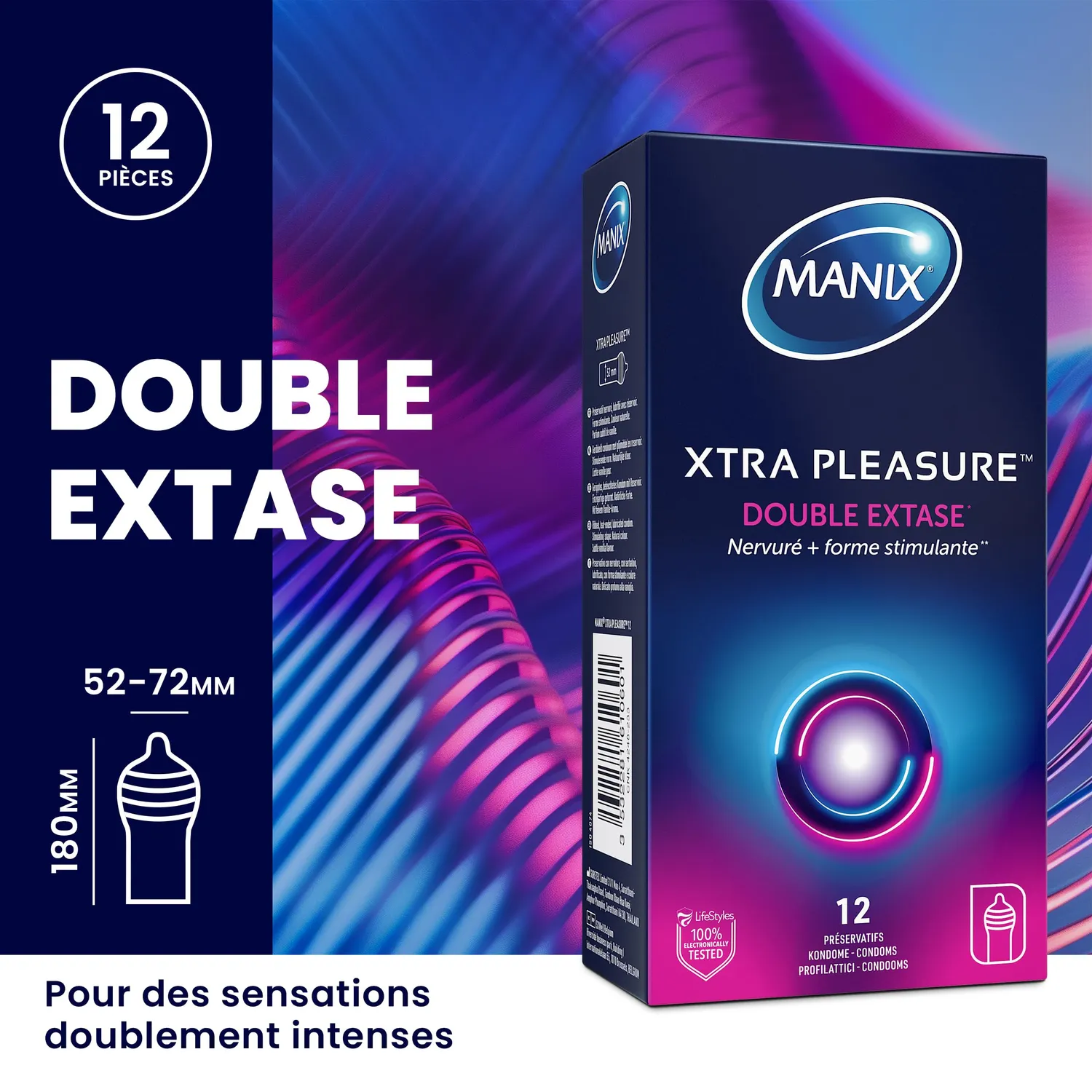 Manix Xtra Pleasure Double Extase préservatifs 12 nervurés