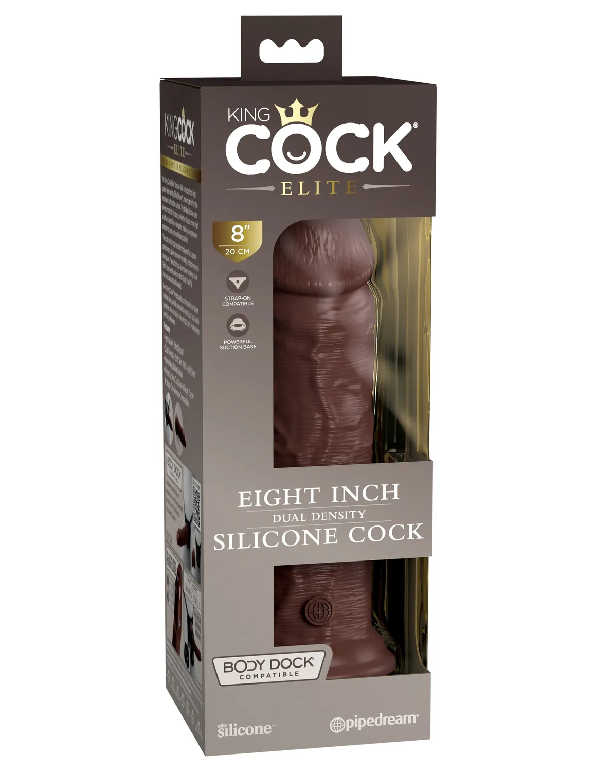 King Cock Elite 8" gode silicone double densite marron