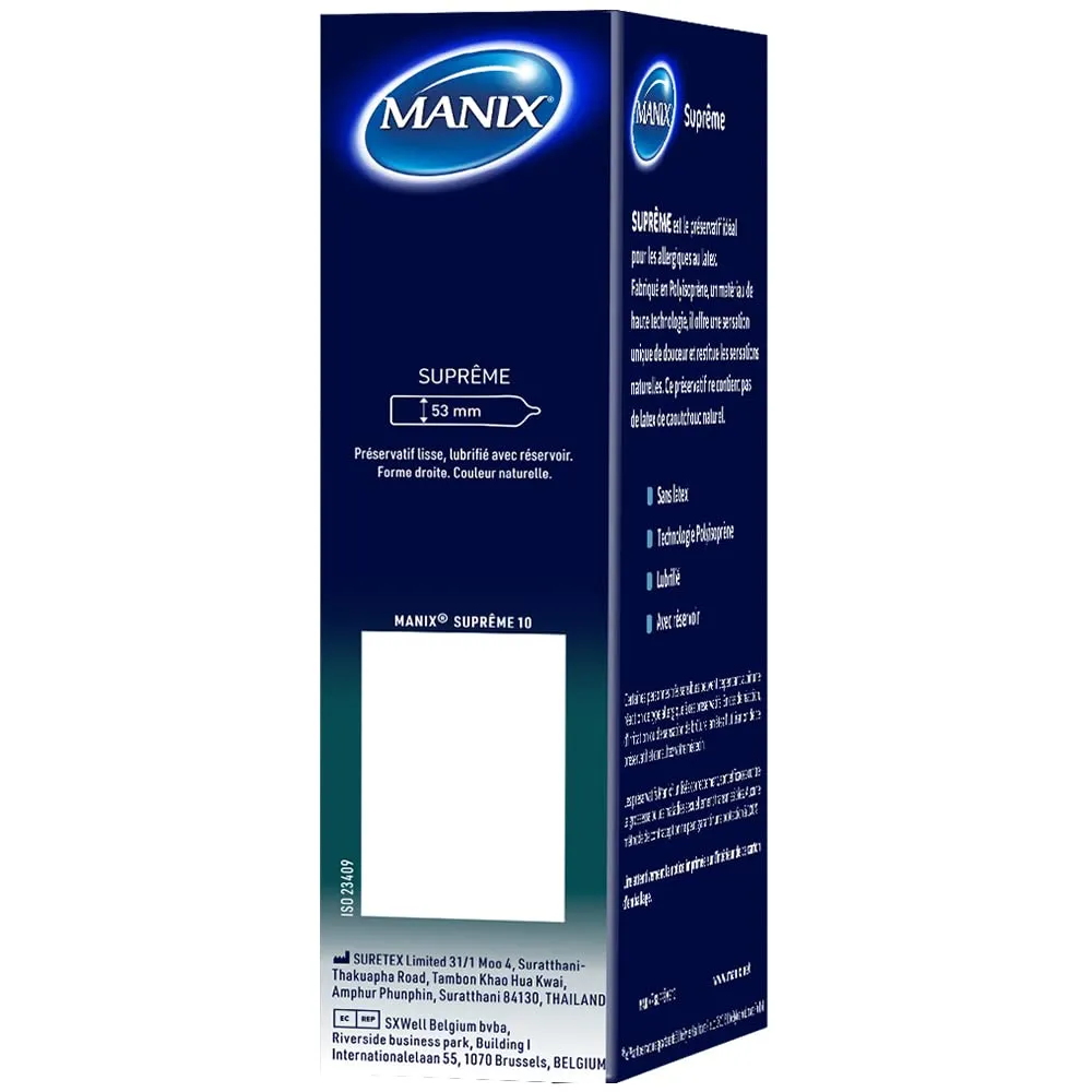 Manix Suprême préservatifs x10 fins sans latex