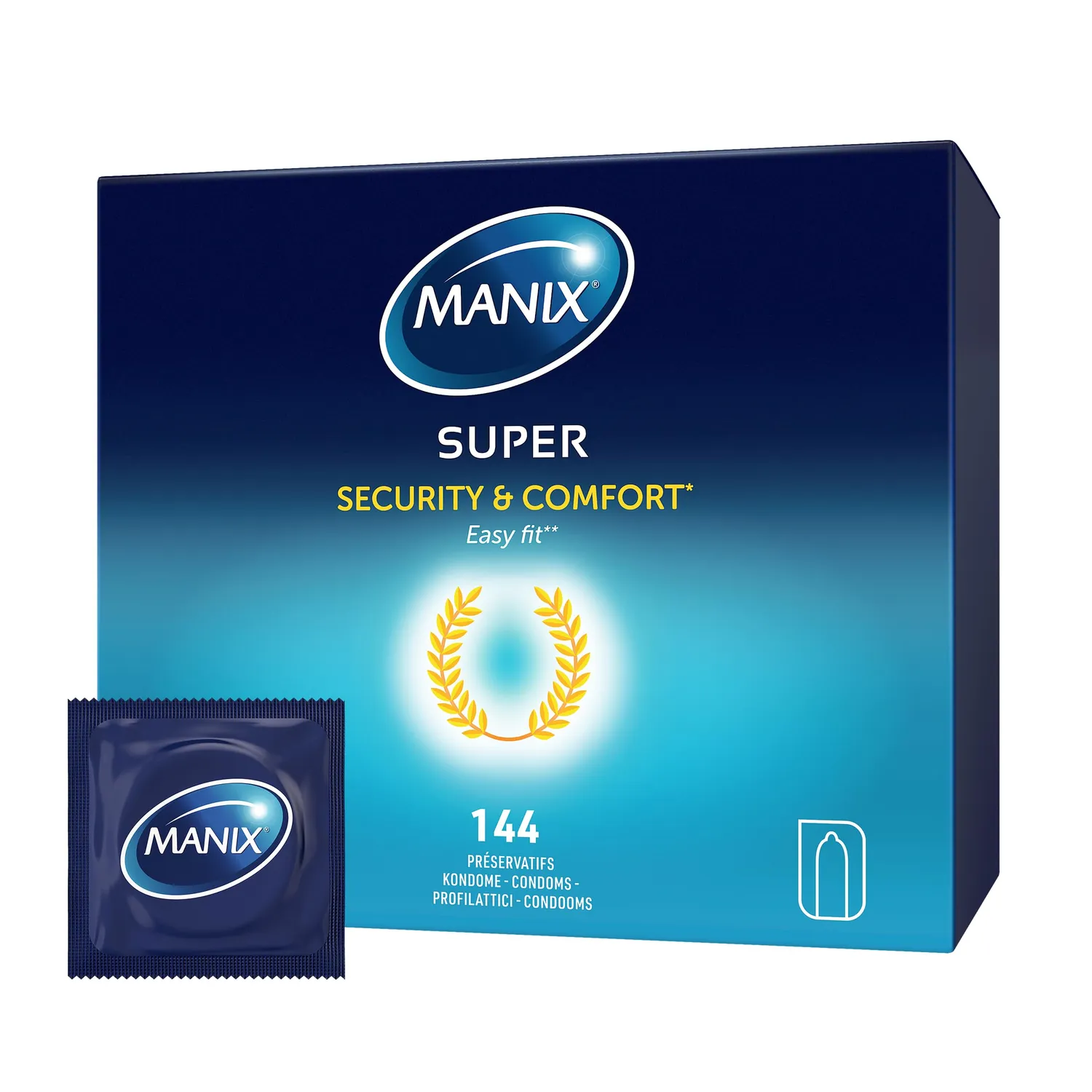 Manix Super préservatifs boîte de 144 fins 52 mm