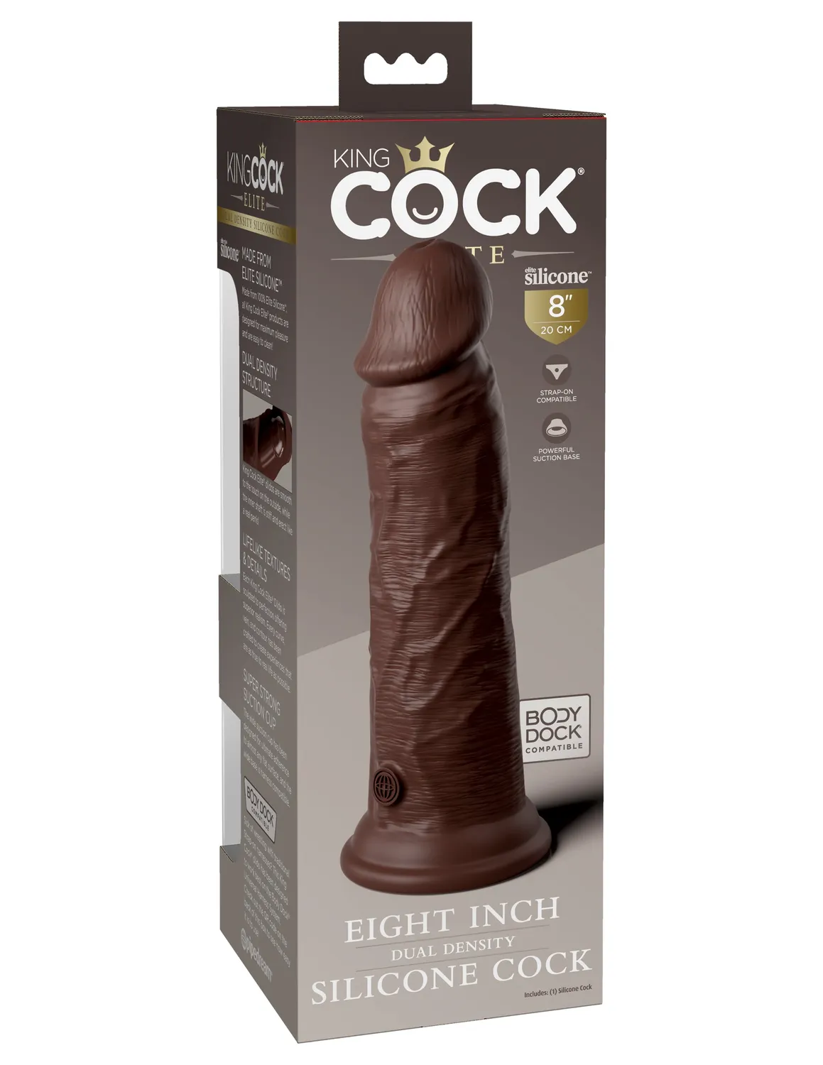 King Cock Elite 8" gode silicone double densite marron