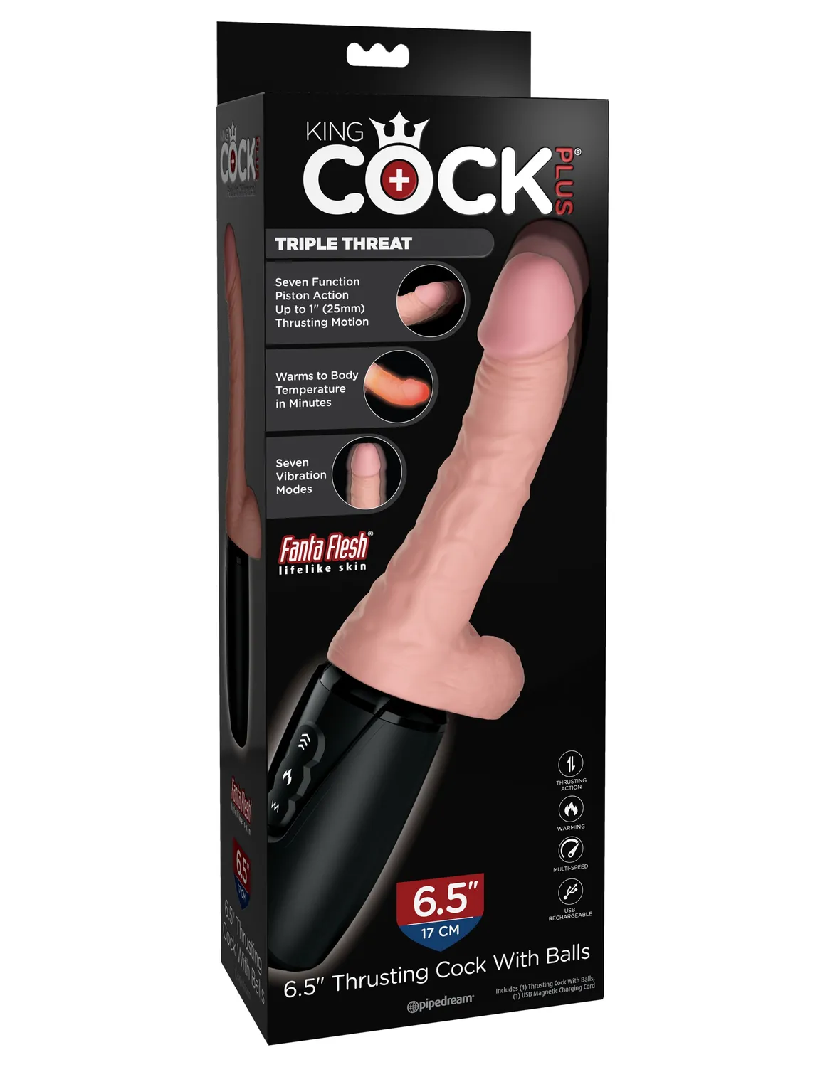King Cock Plus 6.5" Thrusting gode vibrant chauffant