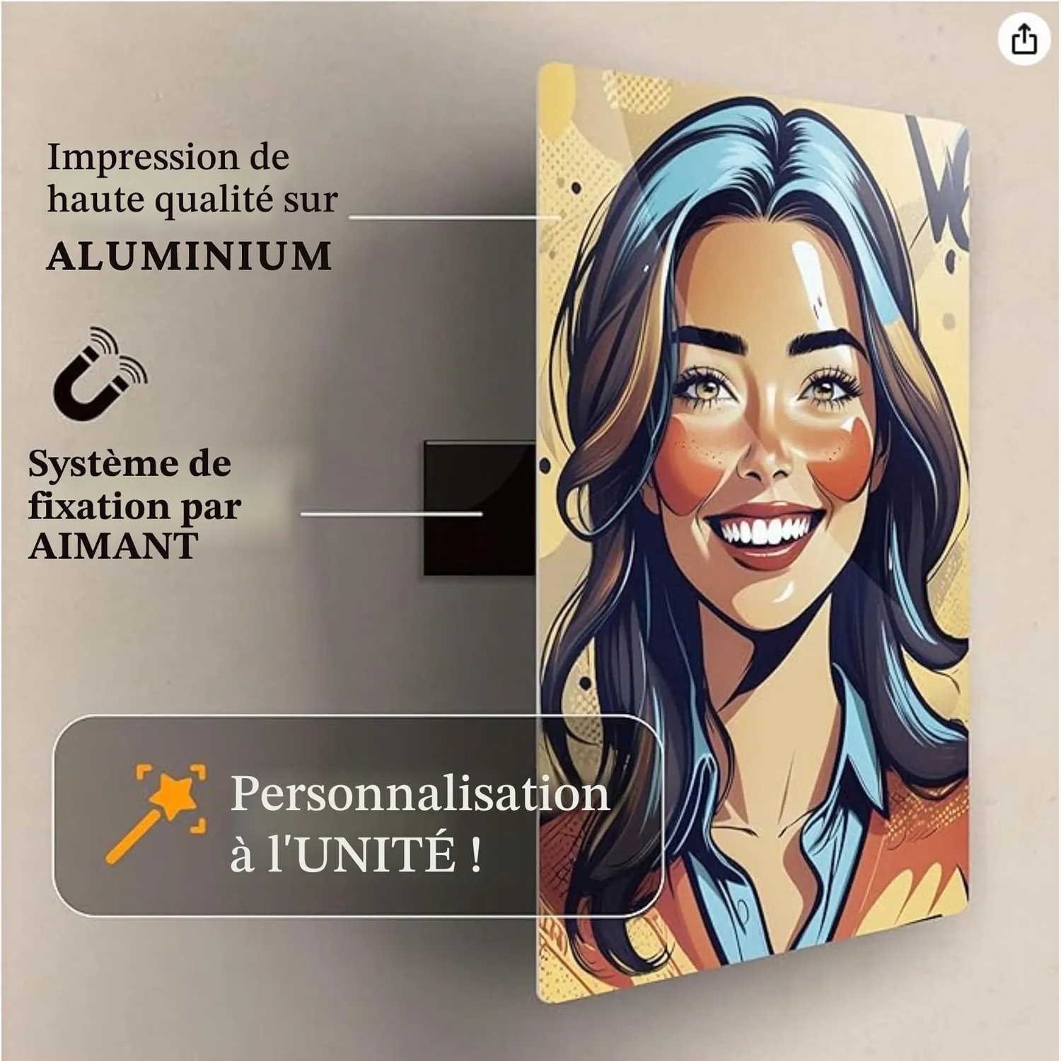 Callvin Magni'Fix Cartoon plaque alu 15x20 cm personnalisée