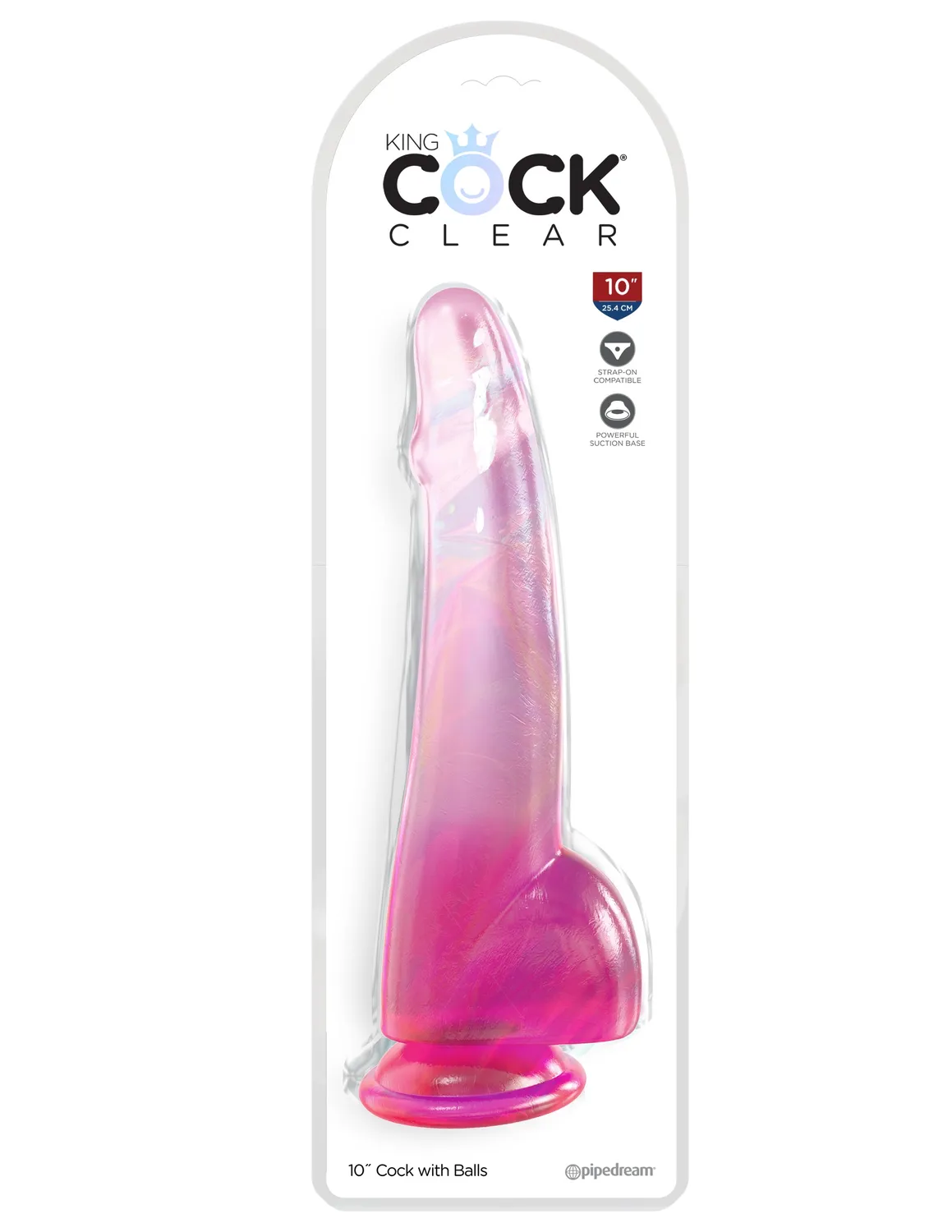 King Cock Clear 10" gode translucide rose