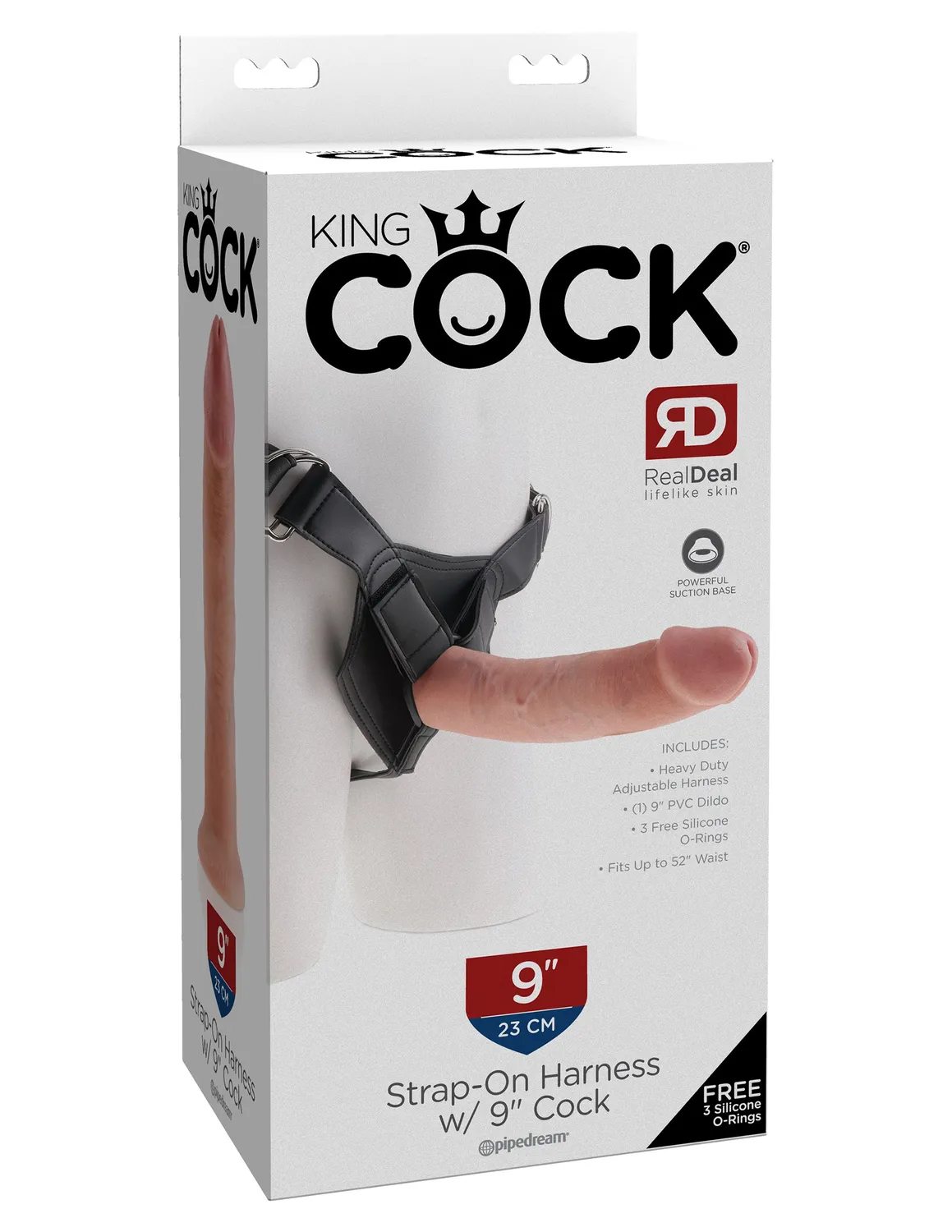 King Cock 9" harnais gode avec ceinture clair