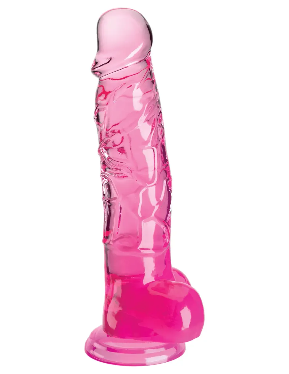 King Cock Clear 8" gode transparent rose testicules