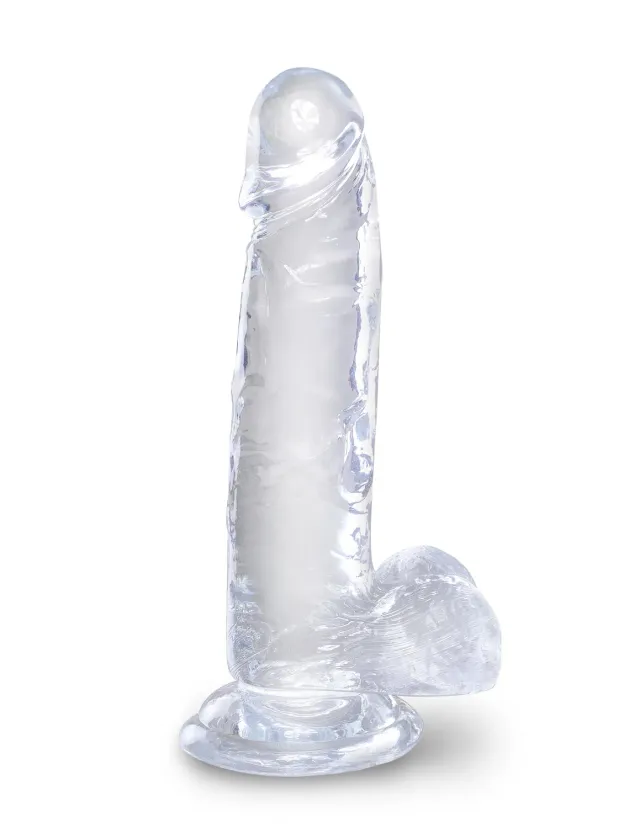 King Cock Clear 7" Cock with Balls gode transparent flexible