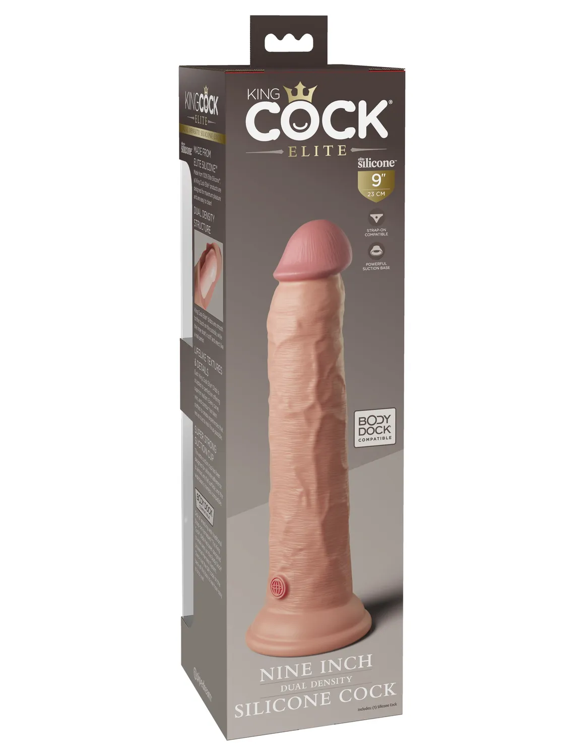 King Cock Elite 9" gode silicone double densité clair