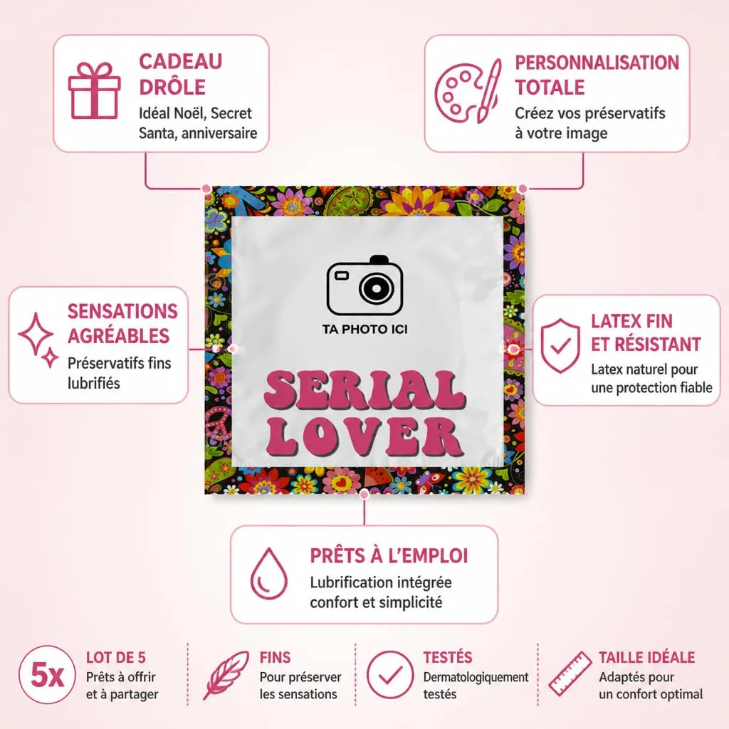Callvin Serial Lover préservatifs personnalisables lot de 5 lubrifié