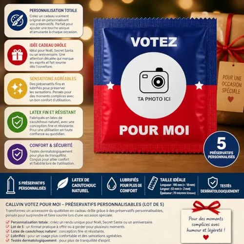Callvin Votez pour moi préservatifs lot de 5 lubrifié