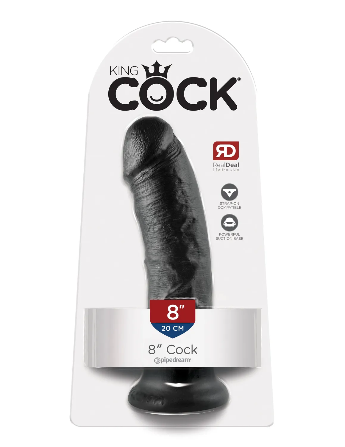 King Cock 8" Cock gode réaliste à ventouse noir