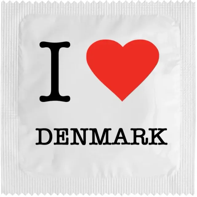 Callvin I Love Denmark Blanc préservatif latex fin