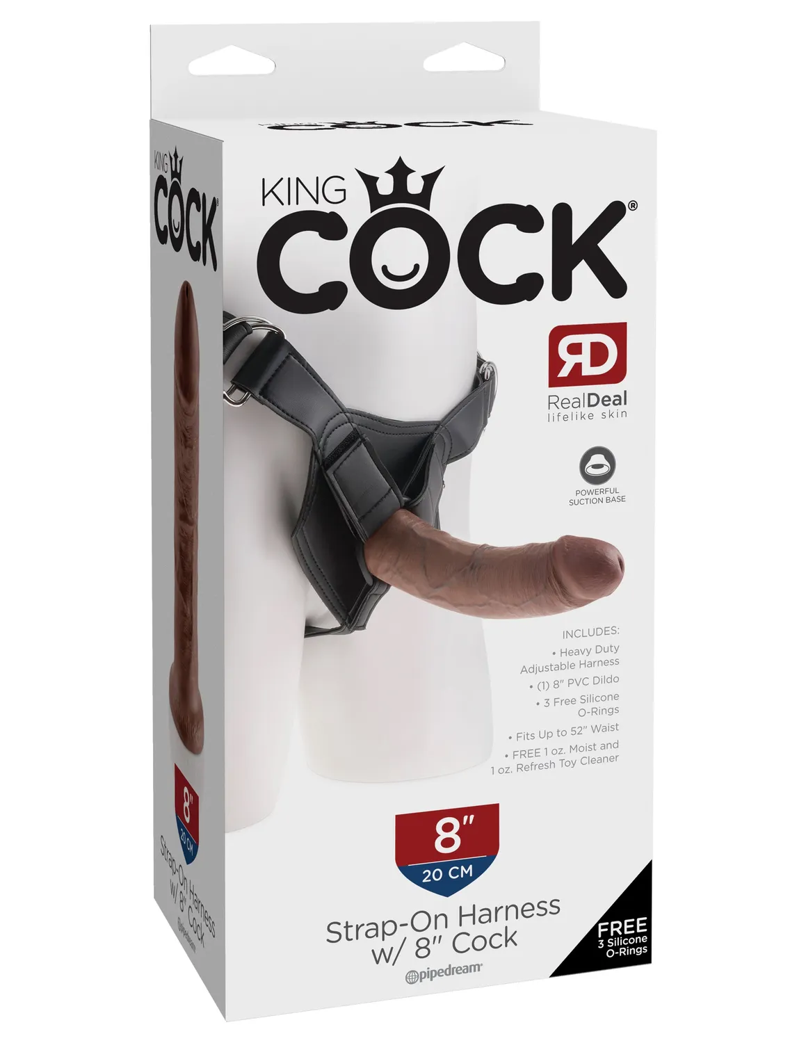 King Cock 8" harnais gode ceinture marron réaliste