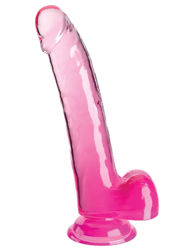 King Cock Clear 9" gode rose avec testicules grand