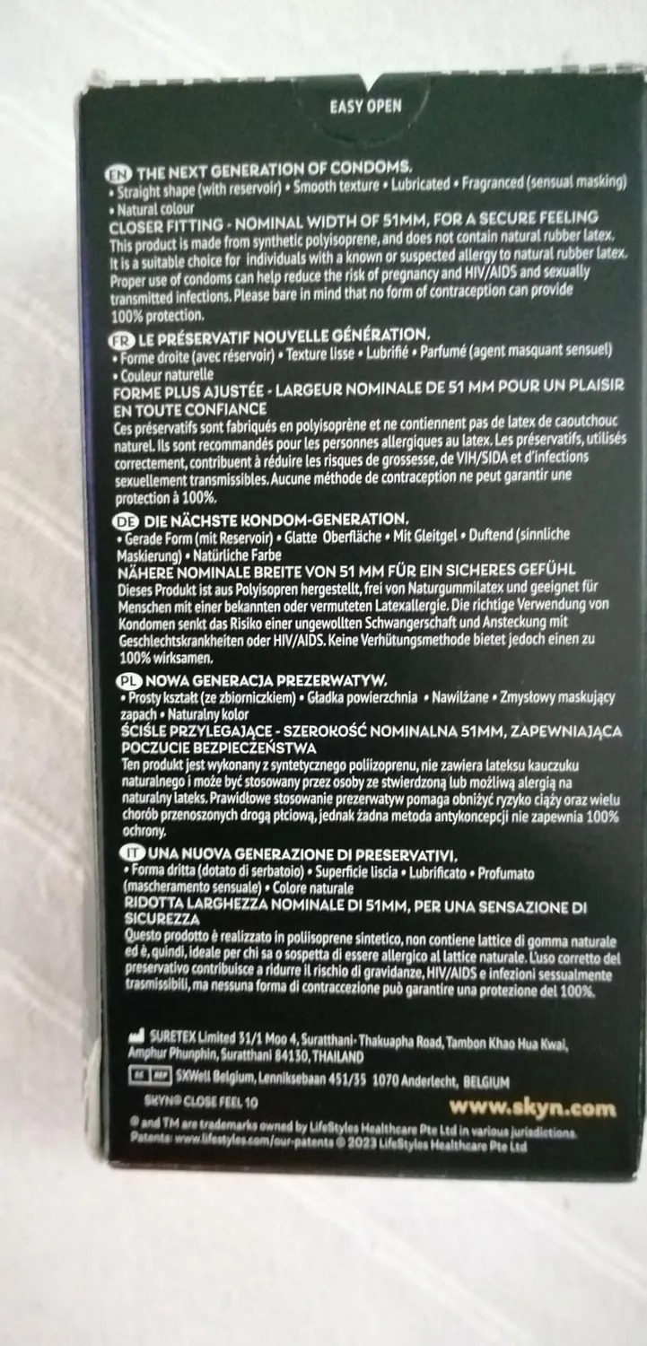SKYN Close Feel préservatifs sans latex 10 51 mm