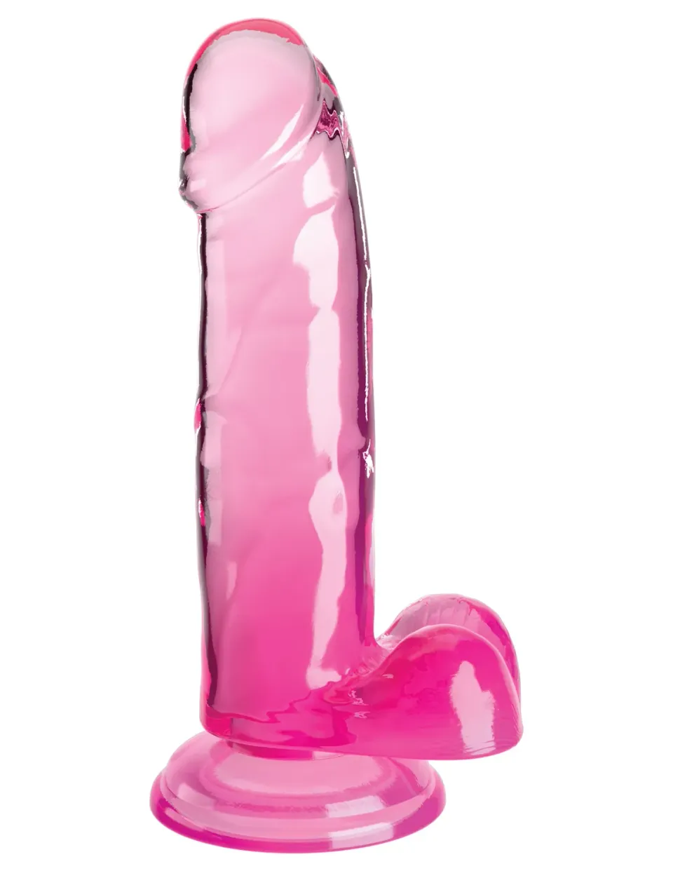 King Cock Clear 7" gode transparent rose à ventouse