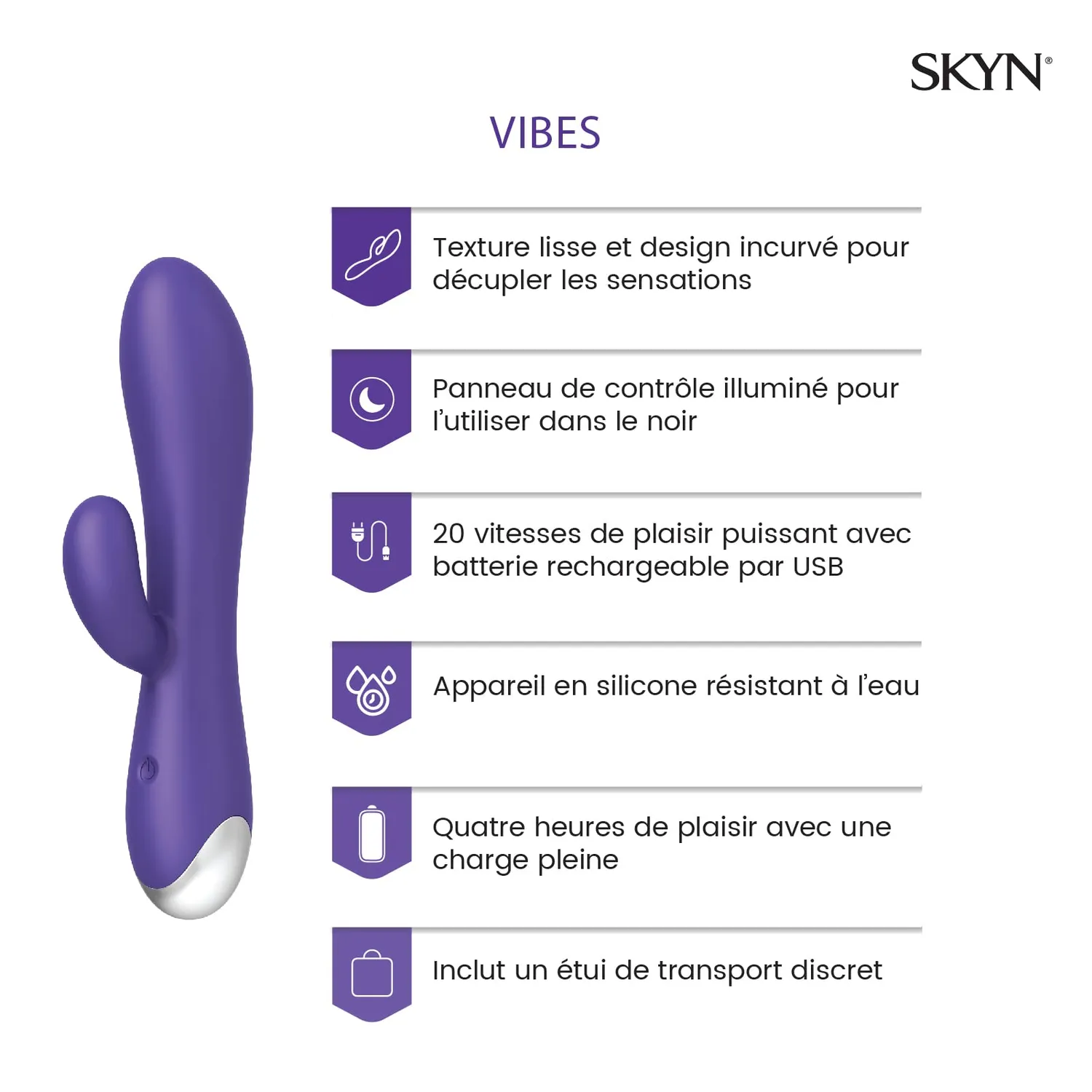 SKYN Vibes vibromasseur violet 18 cm 20 vitesses