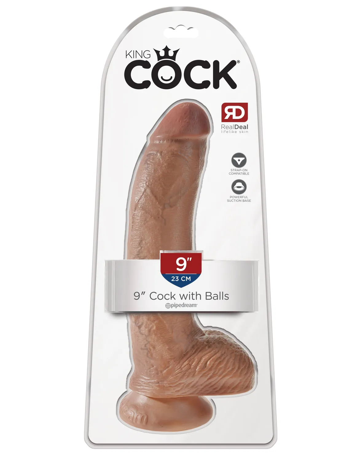 King Cock 9" Cock gode avec testicules chair
